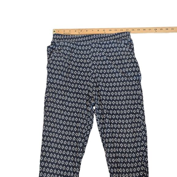 H&M Blue White Geometric Ikat-Inspired High Waist Casual Pants Women’s Small - Picture 6 of 9